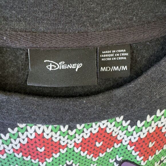 Disney Gray Merry Stitchmas Ugly Christmas Sweater W's M-L Satin Patch Pullover - Picture 3 of 9